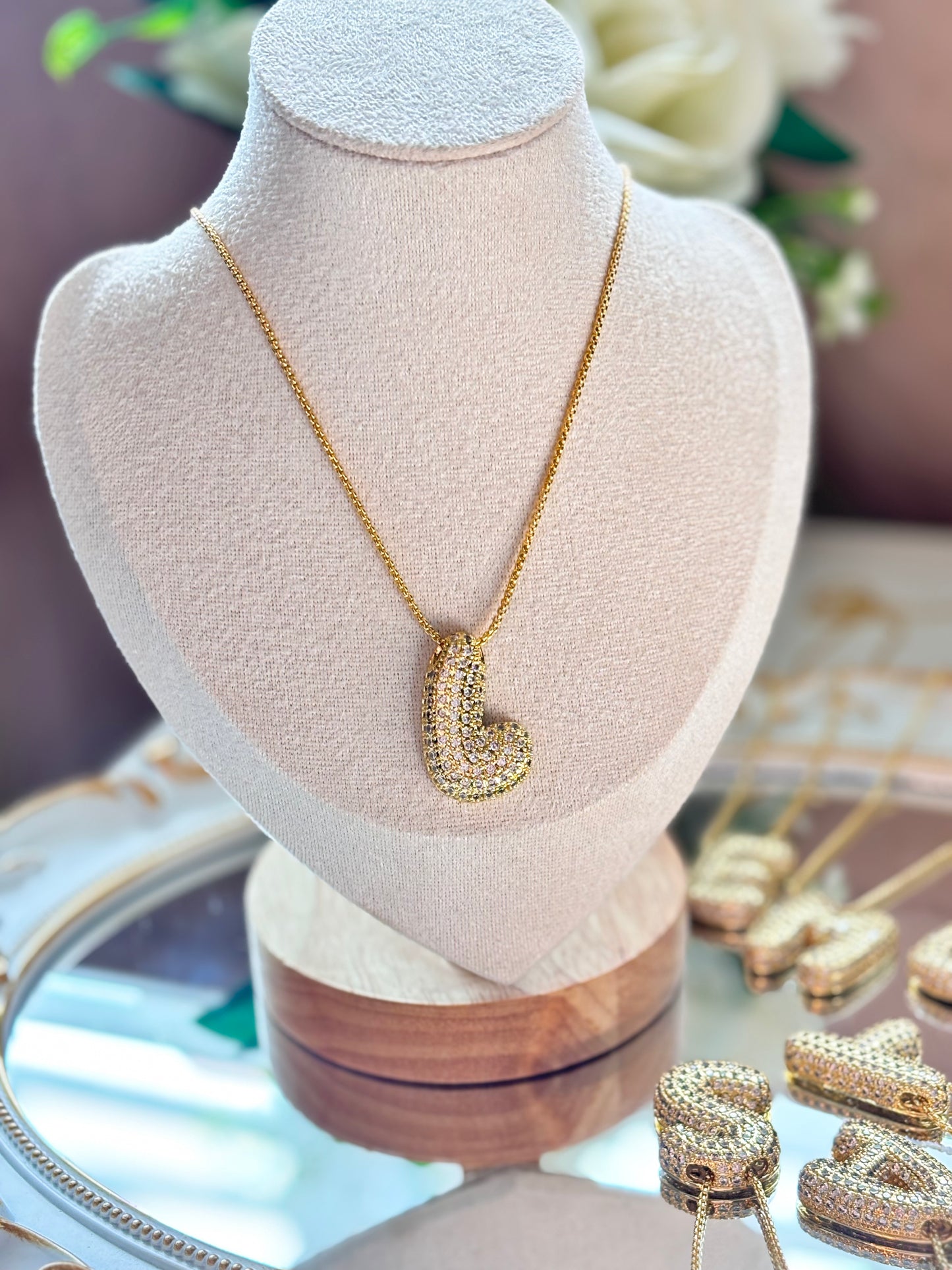 Bubble Cristal initial Necklace