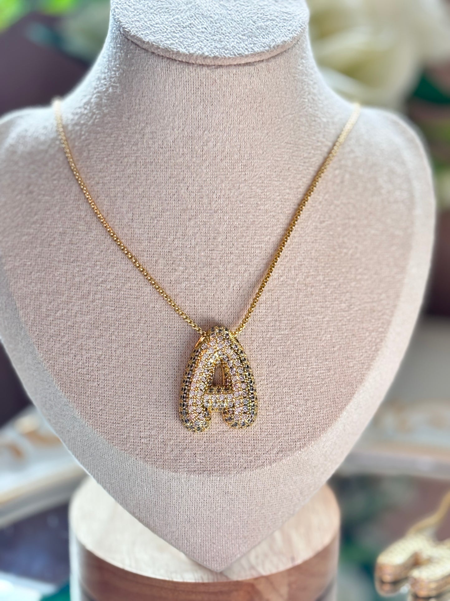 Bubble Cristal initial Necklace