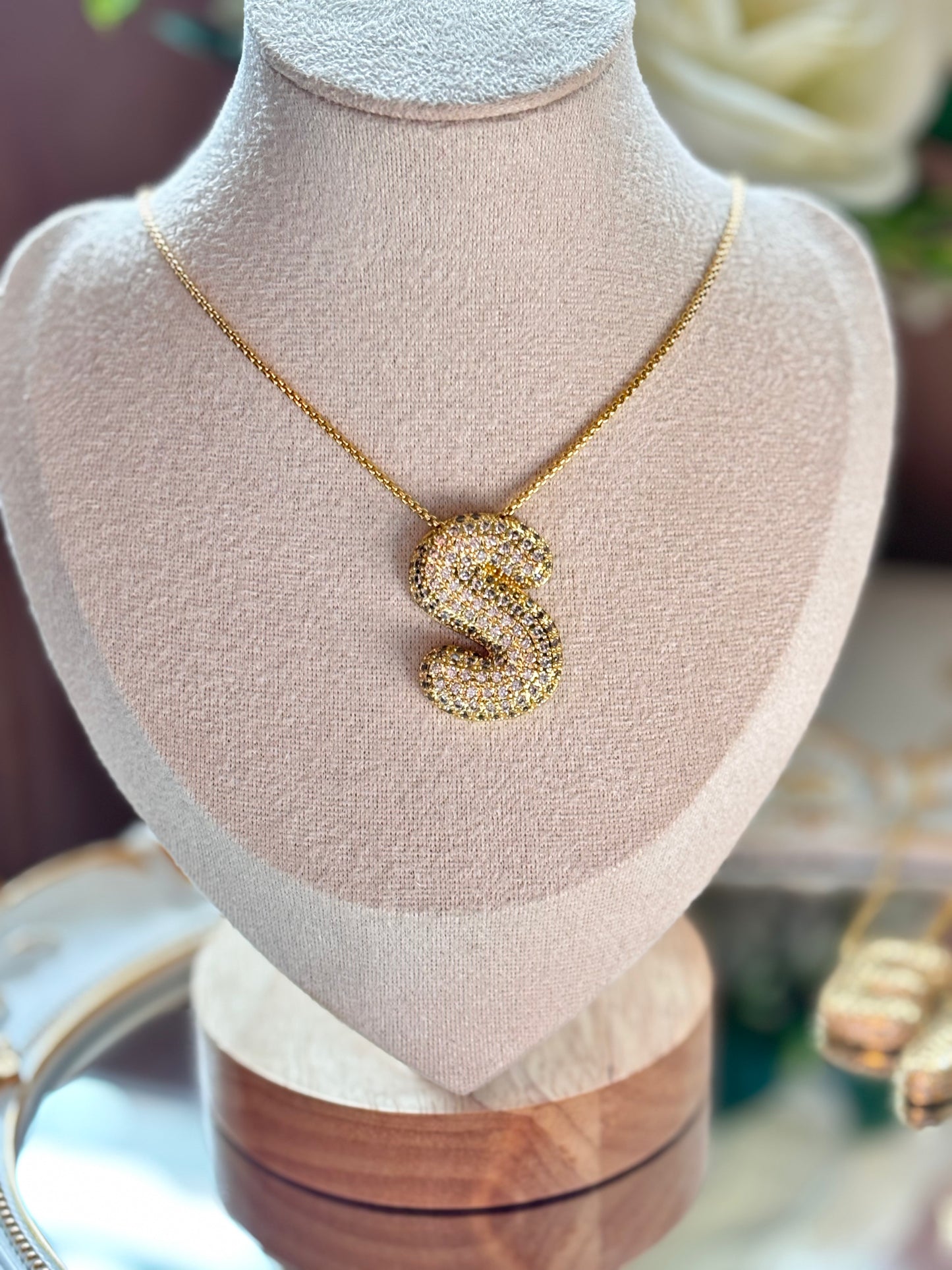 Bubble Cristal initial Necklace