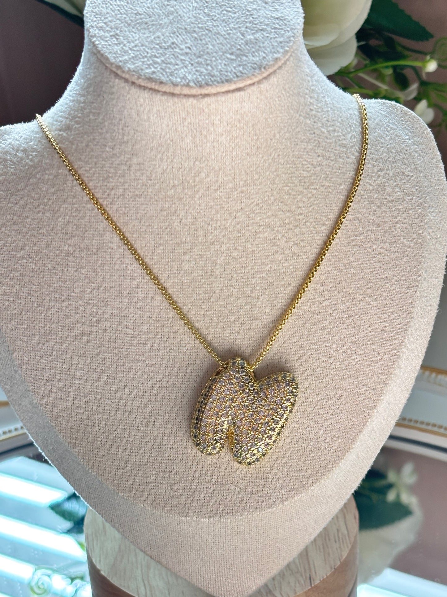 Bubble Cristal initial Necklace