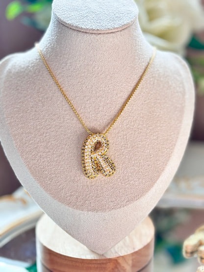 Bubble Cristal initial Necklace